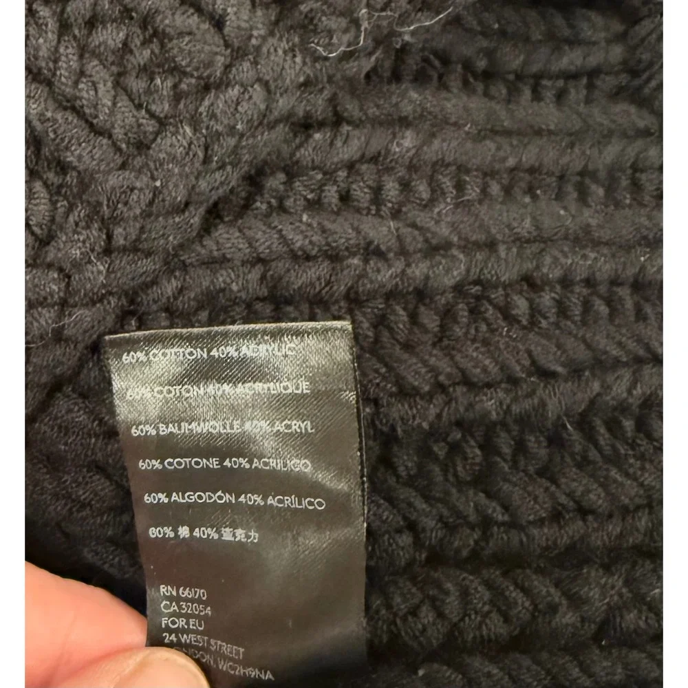 Free People Sweater Womens S Black Chunky Knit‎ Mock Neck Cropped Batwing